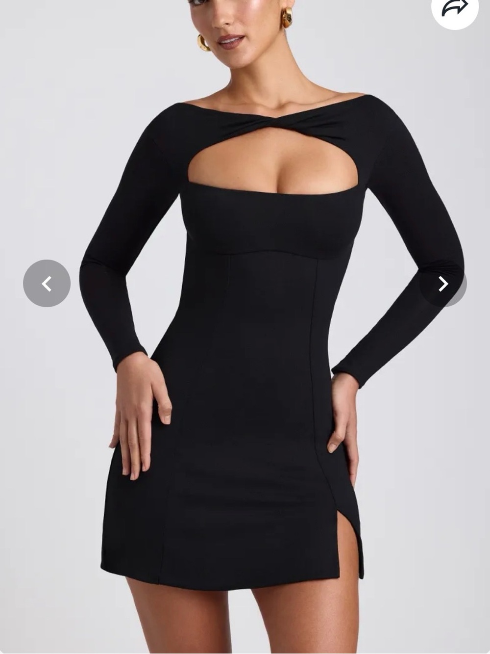 Oh Polly Black Long-Sleeve Cutout Mini Dress